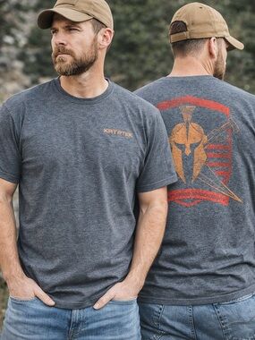 Kryptek Spartan Graphic Tee XL Gray Tactical Outdoors Streetwear Back Print